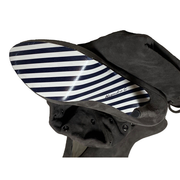 Alexandra G Riveted Tall Tie back Over The Knee Stiletto Grey Suede Boots NWOB - Picture 8 of 9